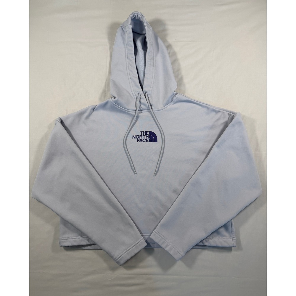 The North Face Womens Crop Hoodie Light Blue Purple Logo Size M